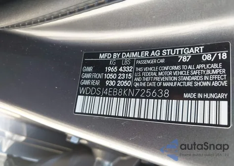 2019 Mercedes-Benz Cla 250 from USA, damaged, VIN WDDSJ4EB8KN725638